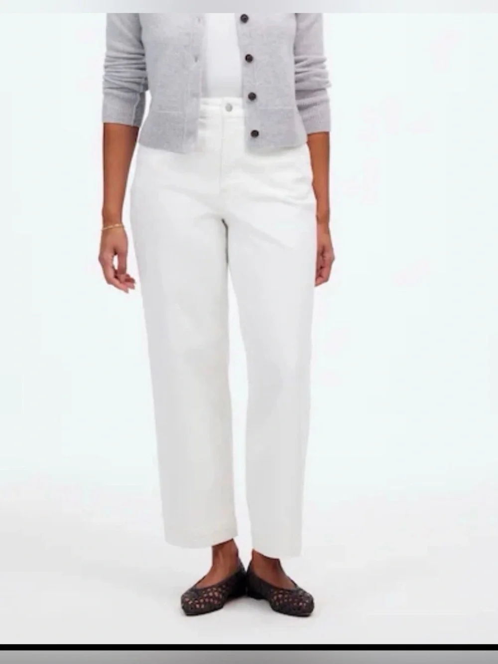 Madewell Plus Perfect Vintage High-Rise Wide-Leg Crop Jeans Tile White Size 14 - Picture 1 of 7